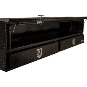 Buyers Products Tool Box, Topsider, Single Lid and 2 Drawers, Diamond Plate, Powder Coated, Black, Aluminum – 1725641