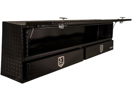 Buyers Products Tool Box, Topsider, Single Lid and 2 Drawers, Diamond Plate, Powder Coated, Black, Aluminum – 1725641