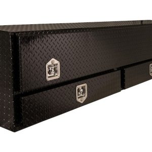 Buyers Products Tool Box, Topsider, 2 Recessed Drop Door, Diamond Tread, Powder Coated, Gloss Black, Aluminum – 1725651