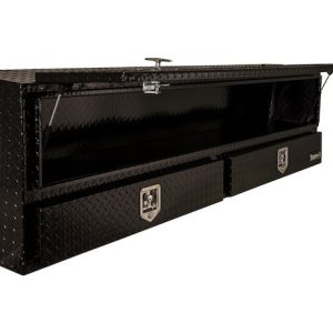 Buyers Products Tool Box, Topsider, 2 Recessed Drop Door, Diamond Tread, Powder Coated, Gloss Black, Aluminum – 1725651