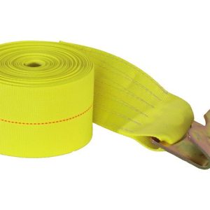 Buyers Products Recovery Strap, 4 Inch Width X 27 Foot Length, Rated to 15000 Pounds, Without Sleeve, With Flat Hook, Yellow – 1903070