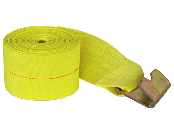 Buyers Products Recovery Strap, 4 Inch Width X 27 Foot Length, Rated to 15000 Pounds, Without Sleeve, With Flat Hook, Yellow – 1903070