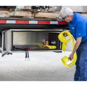 Buyers Products Recovery Strap, 4 Inch Width X 27 Foot Length, Rated to 15000 Pounds, Without Sleeve, With Flat Hook, Yellow – 1903070