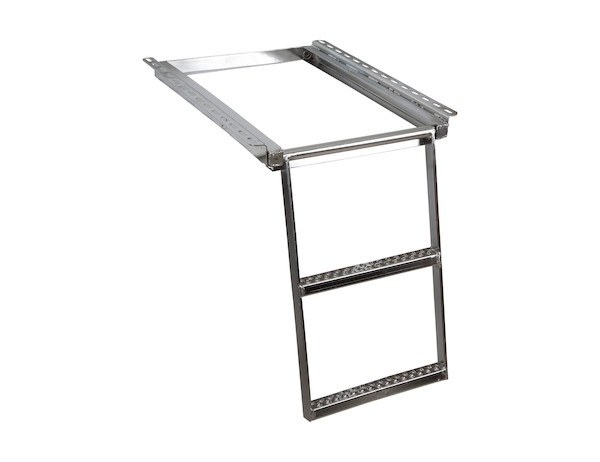 Buyers Products Truck Step, Retractable Slide-IN Step, 2-RUNG, Single, Flat Step, Natural, Stainless Steel, Bolted or Welded Installation – 5232001