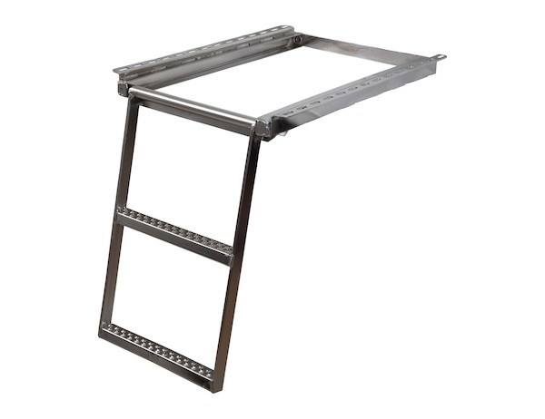 Buyers Products Truck Step, Retractable Slide-IN Step, 2-RUNG, Single, Flat Step, Natural, Stainless Steel, Bolted or Welded Installation – 5232001
