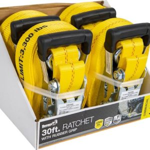Buyers Products Tie Down Strap, Cargo Tie Down, 30 Foot Length X 2 Inch Width, With Ratchet, 3300 Pound Work Load Capacity – 5483000CC