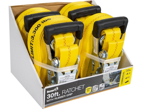 Buyers Products Tie Down Strap, Cargo Tie Down, 30 Foot Length X 2 Inch Width, With Ratchet, 3300 Pound Work Load Capacity – 5483000CC
