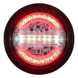 Buyers Products Warning Light, 4 Inch, Round, Grommet/ Surface Mount, Stop/Turn/Tail/ Backup and Strobe, Amber/Red, 32 Light Pattern – 5624432