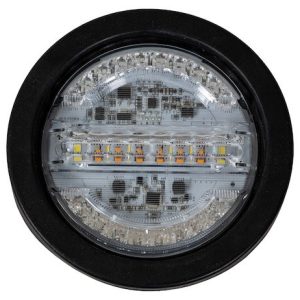 Buyers Products Warning Light, 4 Inch, Round, Grommet/ Surface Mount, Stop/Turn/Tail/ Backup and Strobe, Amber/Red, 32 Light Pattern – 5624432