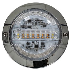 Buyers Products Warning Light, 4 Inch, Round, Grommet/ Surface Mount, Stop/Turn/Tail/ Backup and Strobe, Amber/Red, 32 Light Pattern – 5624432