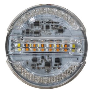 Buyers Products Warning Light, 4 Inch, Round, Grommet/ Surface Mount, Stop/Turn/Tail/ Backup and Strobe, Amber/Red, 32 Light Pattern – 5624432