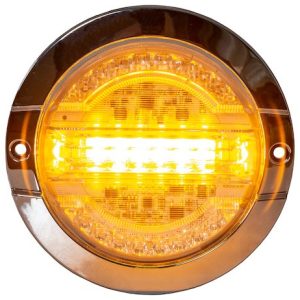 Buyers Products Warning Light, 4 Inch, Round, Grommet/ Surface Mount, Stop/Turn/Tail/ Backup and Strobe, Amber/Red, 32 Light Pattern – 5624432