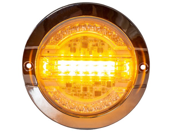 Buyers Products Warning Light, 4 Inch, Round, Grommet/ Surface Mount, Stop/Turn/Tail/ Backup and Strobe, Amber/Red, 32 Light Pattern – 5624432