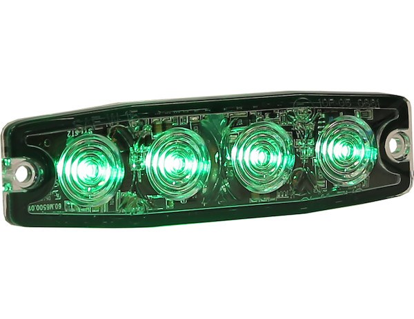 Buyers Products Warning Light, 4-1/2 Inch Length X 0.26 Inch Width X 1.18 Inch Hight, Mini Bar, Surface Mount, LED Strobe, Green Lens – 8892249