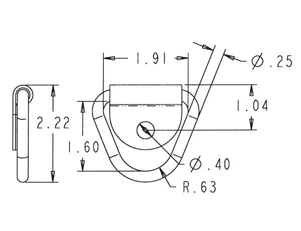 Buyers Products D-Ring, Rope Ring, 1/4 Inch Pin, Zinc Plated, Black, With Mounting Bracket, Single – B21