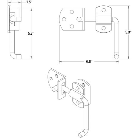 Buyers Products Door Latch Assembly, Straight Side Security Latch, Carbon Steel, Bolt-On – B2588B