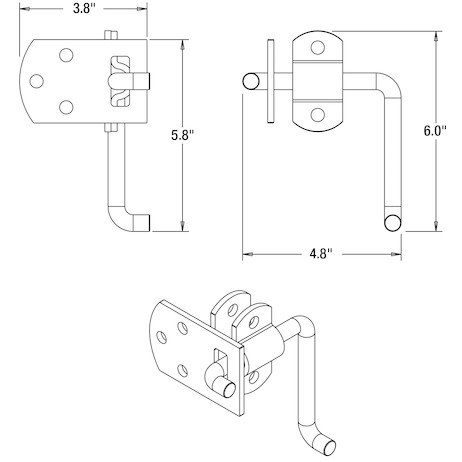 Buyers Products Door Latch Assembly, For Use with Stake Bodies/ Trailers/ Gates/ Fences, 4.6 Inch Handle Length, Carbon Steel, Bolt-On – B2589B