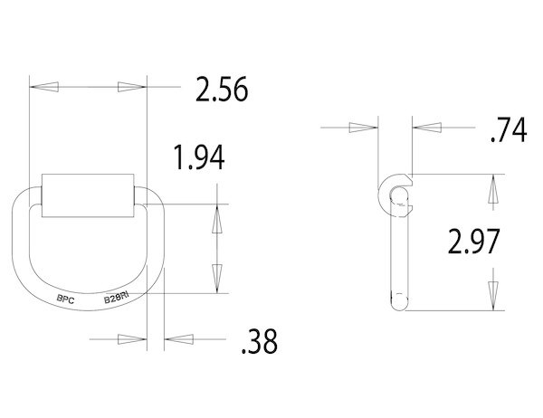 Buyers Products D-Ring, 1.94 Inch Ring Diameter, Rope Ring, 2000 Pound Working Load Limit, Weld-On, Raw, Zinc-Plated Steel – B28F