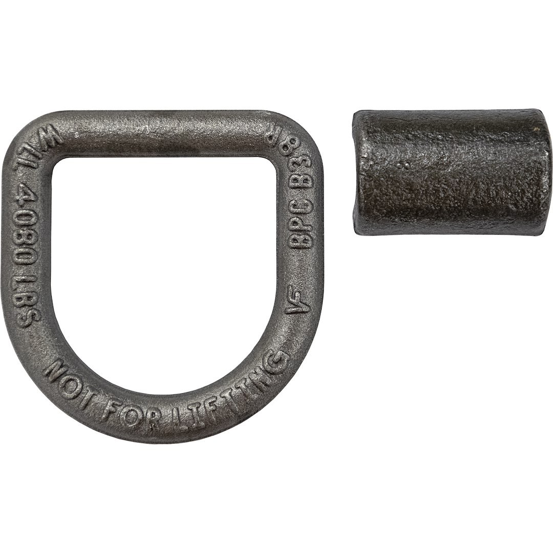 Buyers Products D-Ring, 1/2 Inch Ring Diameter, 4080 Pound Working Load Limit, Steel, With 2 Hole Bracket, Single, Individually Packaged – B38WPKGD