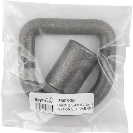 Buyers Products D-Ring, 3/4 Inch Ring Diameter, 9120 Pound Working Load Limit, Silver, Steel, With Weld-On Bracket, Single – B46PKGD