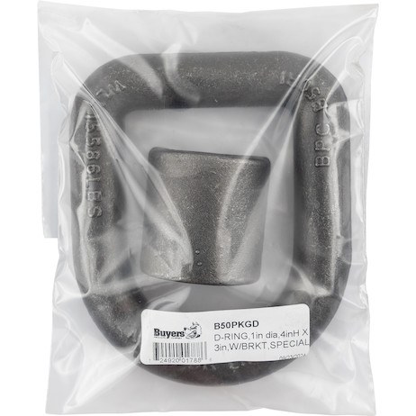 Buyers Products D-Ring, 15586 Pound, Raw, Gray, Steel, 1 Inch Extended, With Weld-On Mounting Bracket, Packaged – B50PKGD