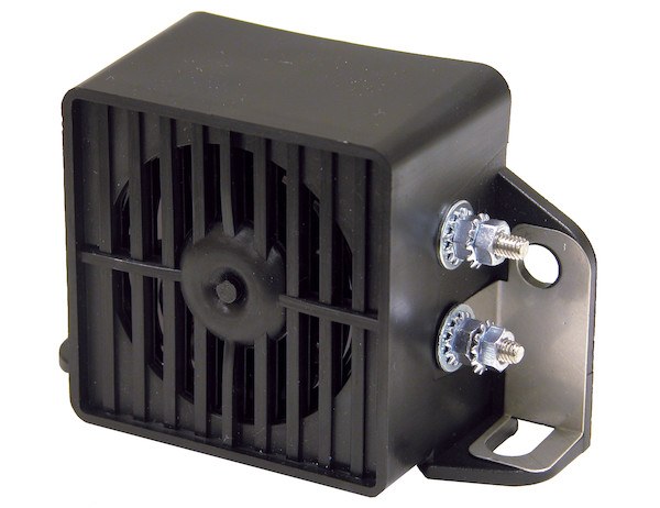 Buyers Products Backup Alarm, Low Frequency Tone, 97 Decibels, 12 – 24 Volts DC, Black, Nylon, Not Waterproof, Bolt-On Mounting – BA0972