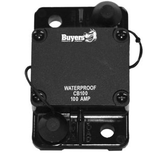 Buyers Products Circuit Breaker, 100 Amp, Plastic, Waterproof, Black, 42 Volts Max, Brass Studs, Automatic Reset, Single – CB100