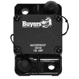Buyers Products Circuit Breaker, 150 Amp, Plastic, Waterproof, Black, 42 Volt Max, Brass Studs, Automatic Reset, Single – CB150