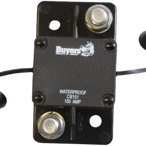Buyers Products Circuit Breaker, 150 Amp, Plastic, Waterproof, Black, 42 Volt Max, Brass Studs, Large Frame, Automatic Reset, Single – CB151