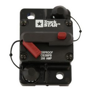 Buyers Products Circuit Breaker, 200 Amp, Waterproof, Black, 42 Volt Max, Brass Studs, Manual Push-To-Trip Reset, Single – CB200PB