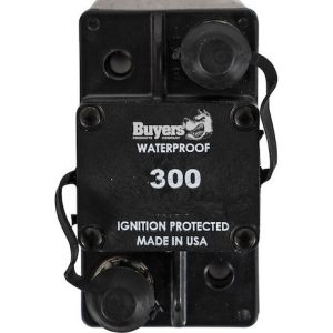 Buyers Products Circuit Breaker, 300 Amp, 42 Volt DC, Automatic Reset, 3.325 Inch Length X 1.875 Inch Width, Plastic, Black, Waterproof – CB300