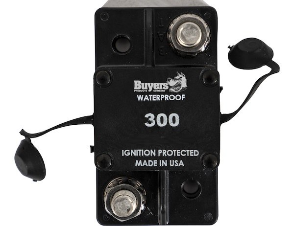 Buyers Products Circuit Breaker, 300 Amp, 42 Volt DC, Automatic Reset, 3.325 Inch Length X 1.875 Inch Width, Plastic, Black, Waterproof – CB300