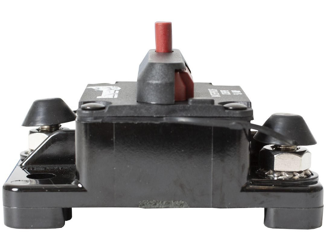 Buyers Products Circuit Breaker, 50 Amp, Plastic, Waterproof, Black, 42 Volts Max, Brass Studs, Manual Push-To-Trip Reset, Single – CB50PB
