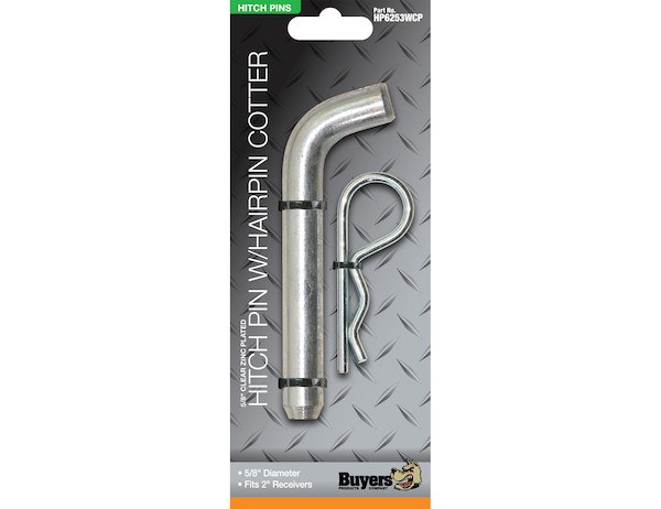 Buyers Products Trailer Hitch Pin, Bent Pin, 5/8 Inch Diameter, Use with Class III and IV Receivers, With Clip, Single, Clamshell – HP6253WCP