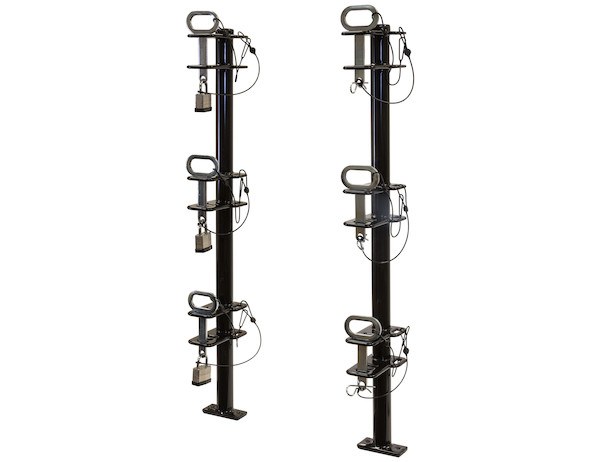 Buyers Products Tool Organizer, Bolt-On Mount to Open Trailer, Holds 3 Landscape Trimmers, Black, Steel, With Padlocks – LT13