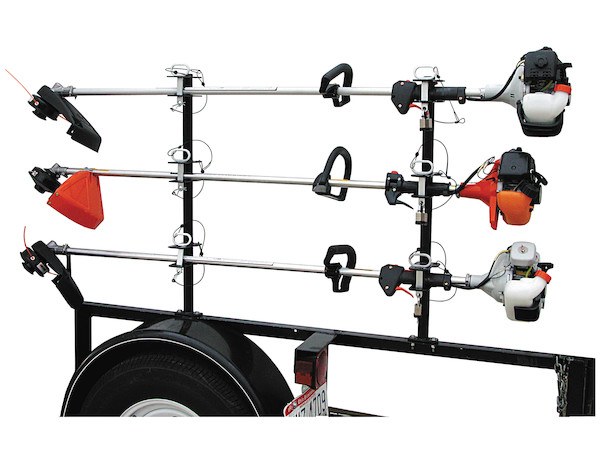 Buyers Products Tool Organizer, Bolt-On Mount to Open Trailer, Holds 3 Landscape Trimmers, Black, Steel, With Padlocks – LT13