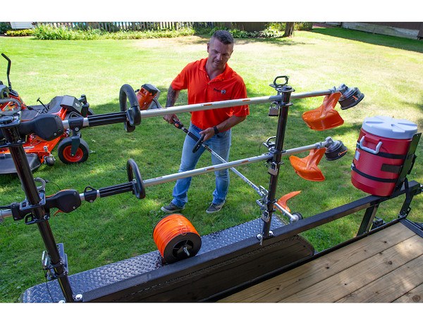 Buyers Products Tool Organizer, Bolt-On Mount to Open Trailer, Holds 3 Landscape Trimmers, Black, Steel, With Padlocks – LT13