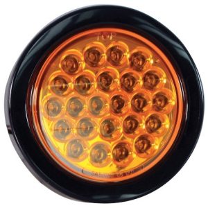 Buyers Products Warning Light, 4 Inch Round, Dome Style, Grommet Snap-IN, Strobe, Amber Lens, 12 – 24 Volts DC, With Grommet and PL3 Plug – SL40AR