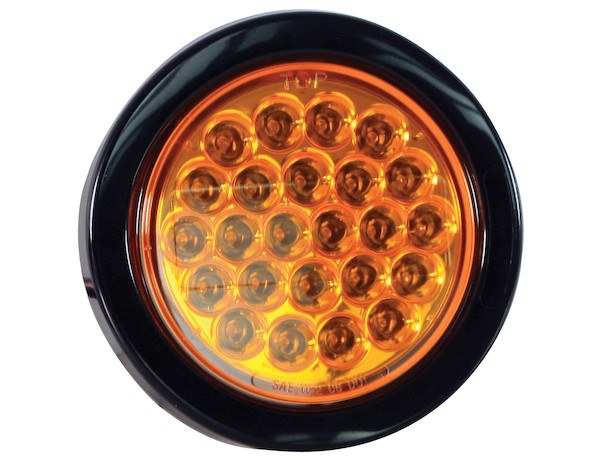 Buyers Products Warning Light, 4 Inch Round, Dome Style, Grommet Snap-IN, Strobe, Amber Lens, 12 – 24 Volts DC, With Grommet and PL3 Plug – SL40AR