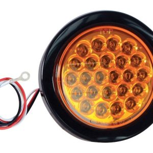 Buyers Products Warning Light, 4 Inch Round, Dome Style, Grommet Snap-IN, Strobe, Amber Lens, 12 – 24 Volts DC, With Grommet and PL3 Plug – SL40AR