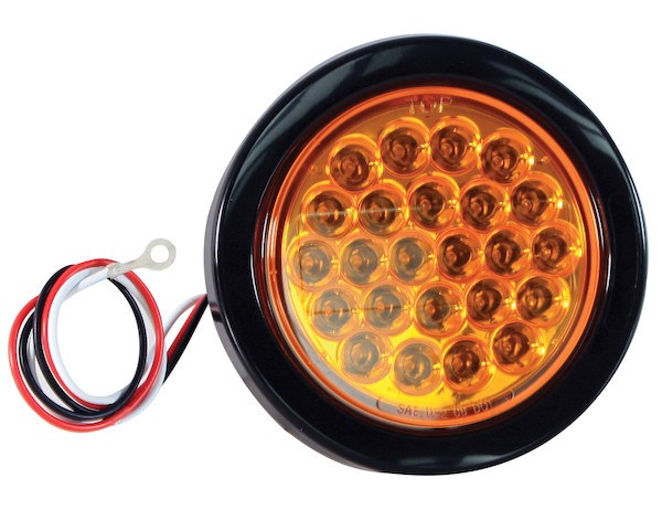 Buyers Products Warning Light, 4 Inch Round, Dome Style, Grommet Snap-IN, Strobe, Amber Lens, 12 – 24 Volts DC, With Grommet and PL3 Plug – SL40AR