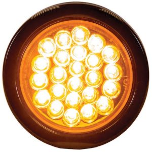 Buyers Products Warning Light, 4 Inch Round, Dome Style, Grommet Snap-IN, Strobe, Amber Lens, 12 – 24 Volts DC, With Grommet and PL3 Plug – SL40AR