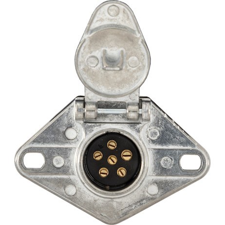 Buyers Products Trailer Wiring Connector Adapter, 6-WAY Truck-Side, Spring-Loaded Door Protects Terminals, Die-Cast Zinc, Single – TC1006