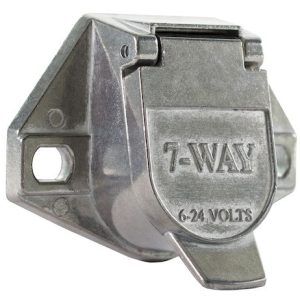Buyers Products Trailer Wiring Connector Adapter, 7-WAY Truck-Side, Spring-Loaded Door Protects Terminals, 6 to 24 Volt, Die-Cast Zinc – TC1007