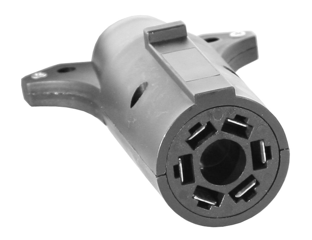 Buyers Products Trailer Wiring Connector Adapter, 7-WAY Flat Pin to 6-WAY Round Pin, Truck Side, Plastic – TC2076P