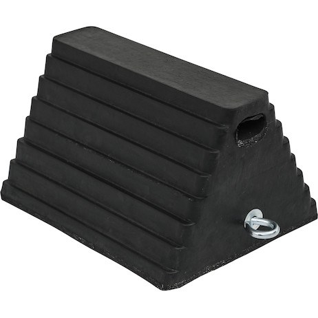 Buyers Products Wheel Chock, Black, Rubber, Single, 6 Inch Height, With Chain Eye – WC1086