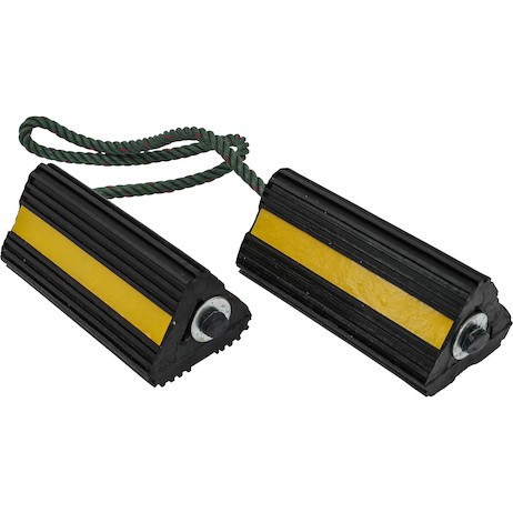 Buyers Products Wheel Chock, Black and Yellow, Rubber, 2 Chocks Connects by Nylon Rope – WC24483