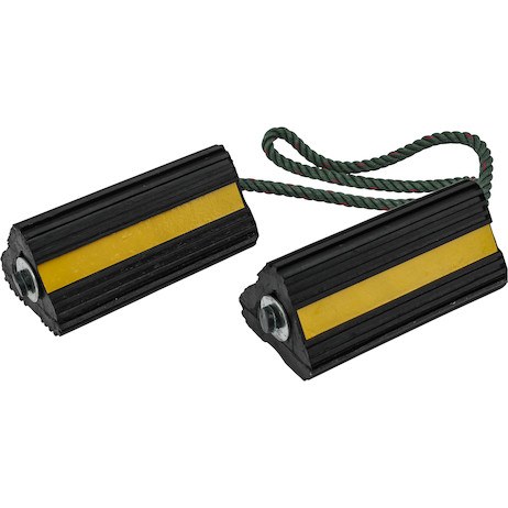 Buyers Products Wheel Chock, Black and Yellow, Rubber, 2 Chocks Connects by Nylon Rope – WC24483