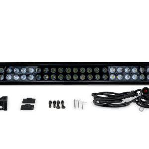 Body Armor Light Bar, Driving/ Fog Light Bar, LED, 30 Inch Length, 60 Clear Bulb, Spot/ Fog Combo Beam, Tinted Lens, Black Aluminum Housing – 40032