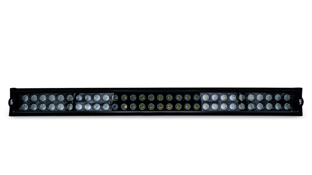 Body Armor Light Bar, Driving/ Fog Light Bar, LED, 30 Inch Length, 60 Clear Bulb, Spot/ Fog Combo Beam, Tinted Lens, Black Aluminum Housing – 40032